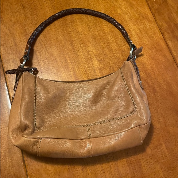 Fossil Brown Leather Shoulder Bag with Braided Strap - Picture 1 of 9